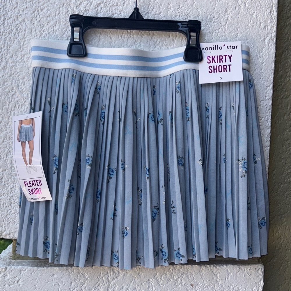 Vanilla Star Light Blue Floral Skirty Short Skirt